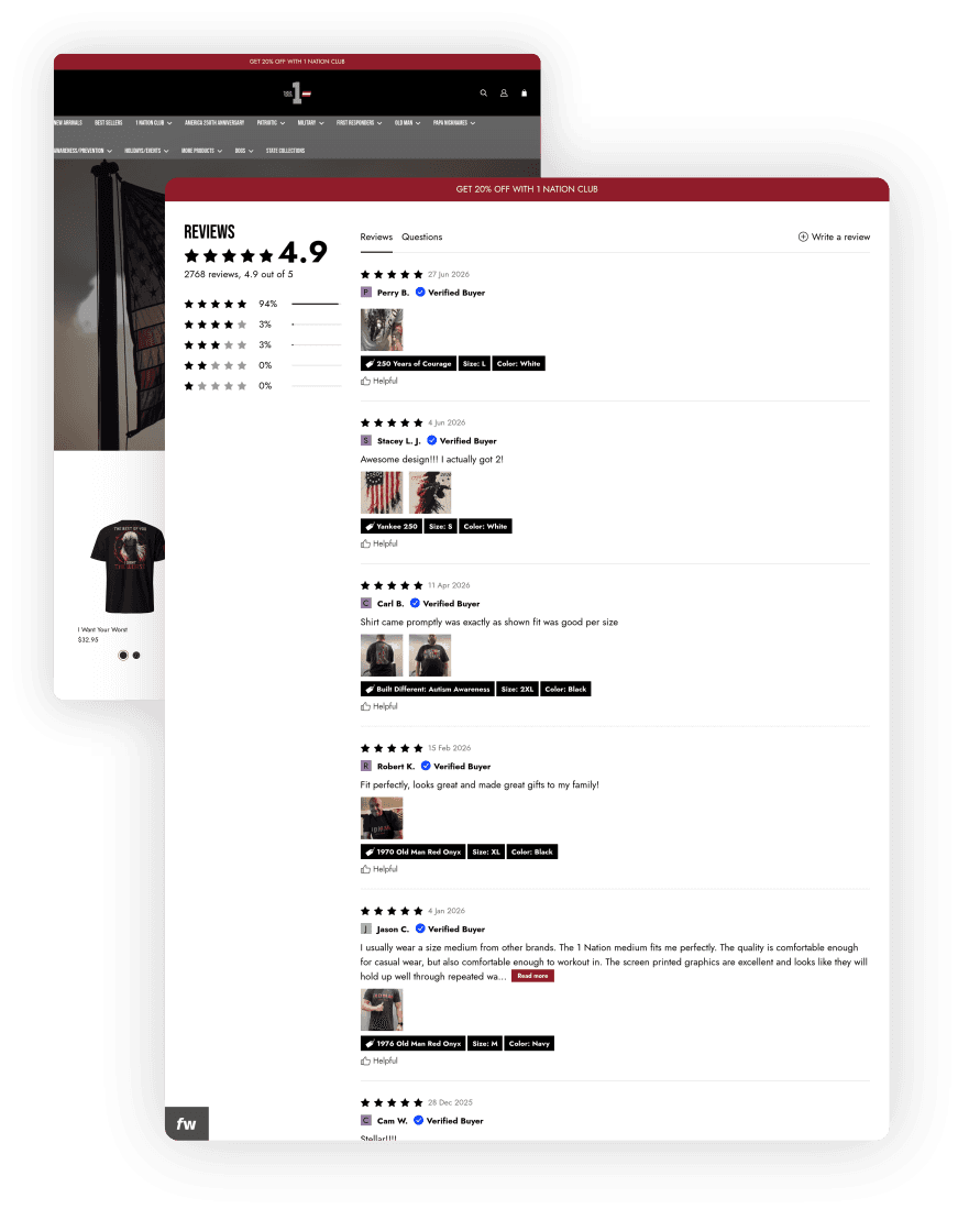 1Nation shows their customer reviews with EchoBrain