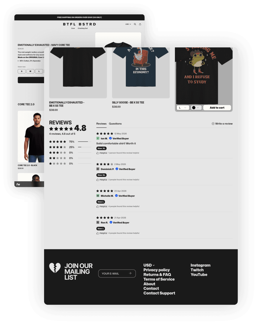 Beautiful Bastard shows their customer reviews with EchoBrain